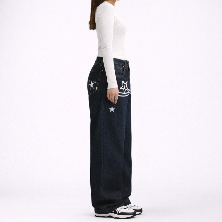 Jeans Boyfriend con Logo per Donna