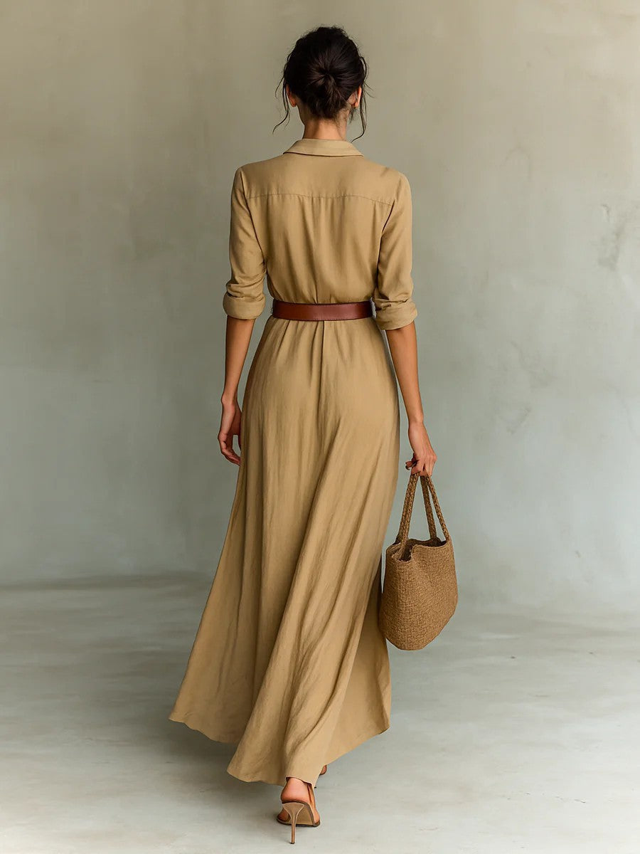 Long Sleeve Wrap Maxi Dress for Women - Annetta