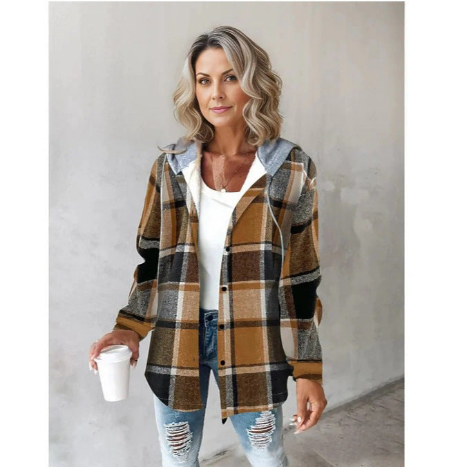 Plaid Button Down Long Sleeve Shirt for Women - Pamela