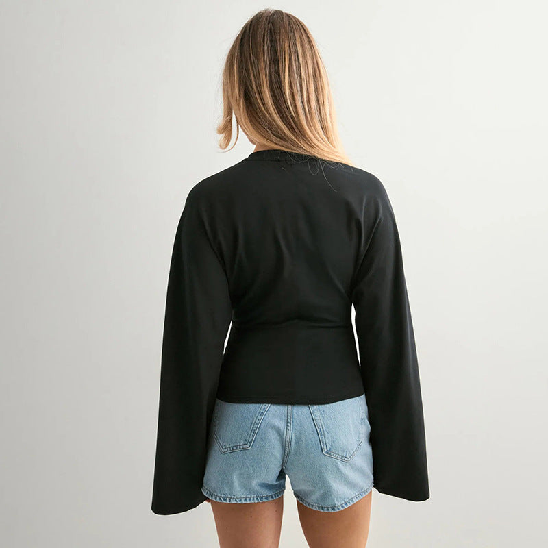 Long Sleeve Fitted Crop Top for Women - Agnese