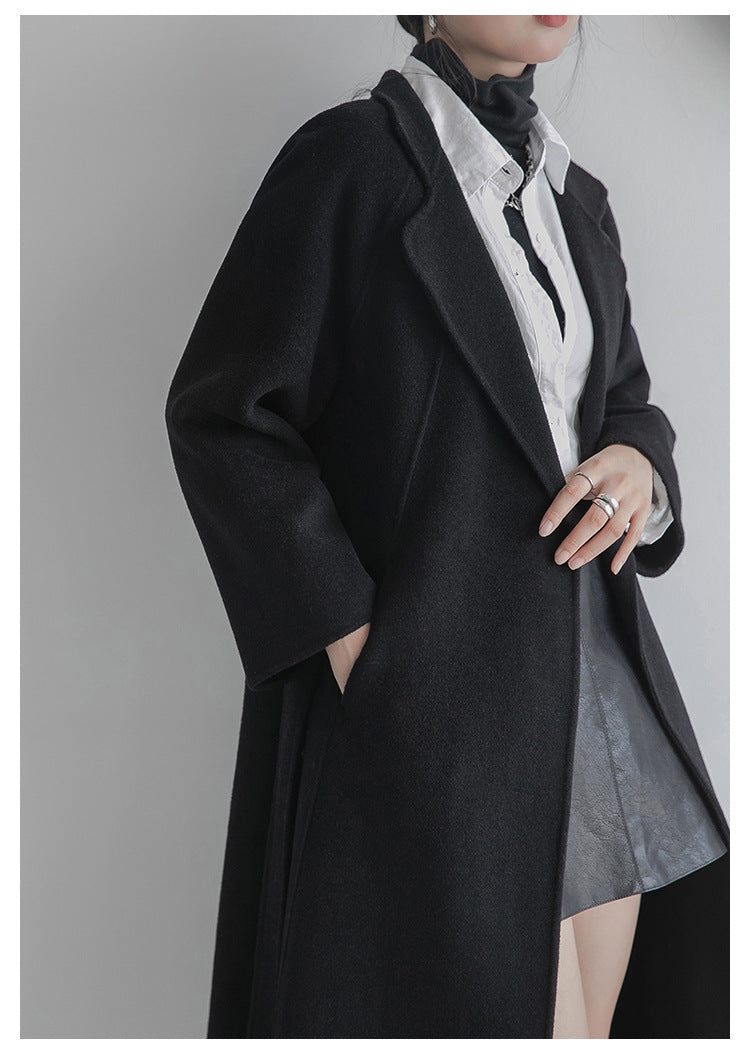 Long Belted Wool Coat for Women - Lia