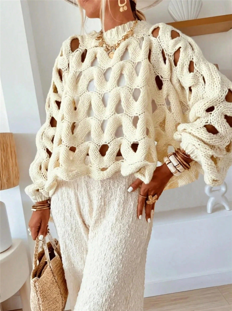 Knitted Openwork Sweater for Women - Ludovica