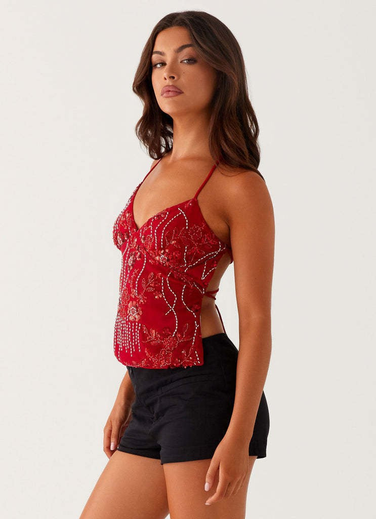 Floral Lace Cami Top with Spaghetti Straps for Women - Nadia