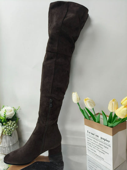 Women's Block Heel Knee High Boots | Suede