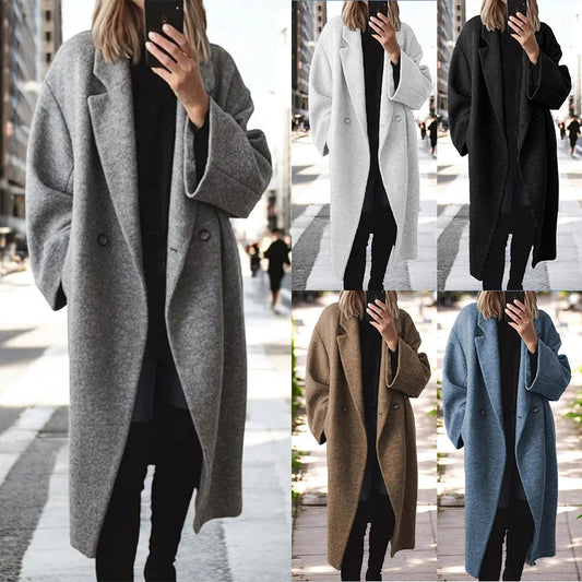 Women's Loose Woolen Cloth Coat | Long