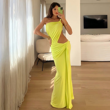 One-Shoulder Ruched Maxi Dress for Women - Lara