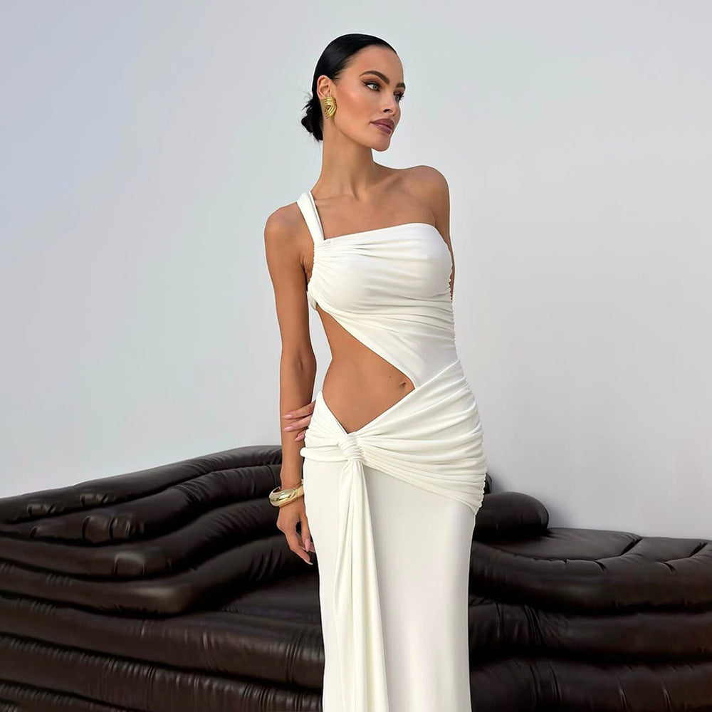 One-Shoulder Ruched Maxi Dress for Women - Lara