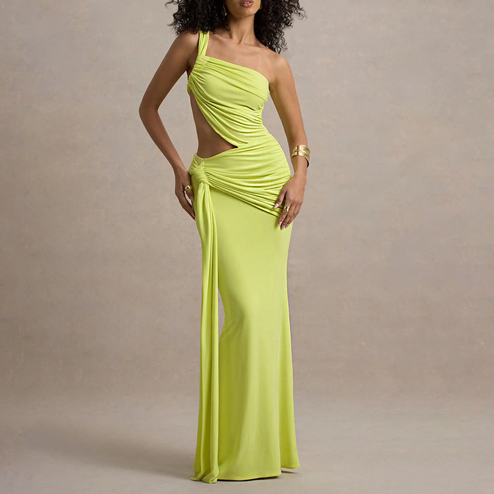 One-Shoulder Ruched Maxi Dress for Women - Lara