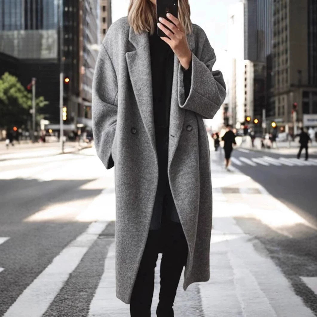 Women's Loose Woolen Cloth Coat | Long