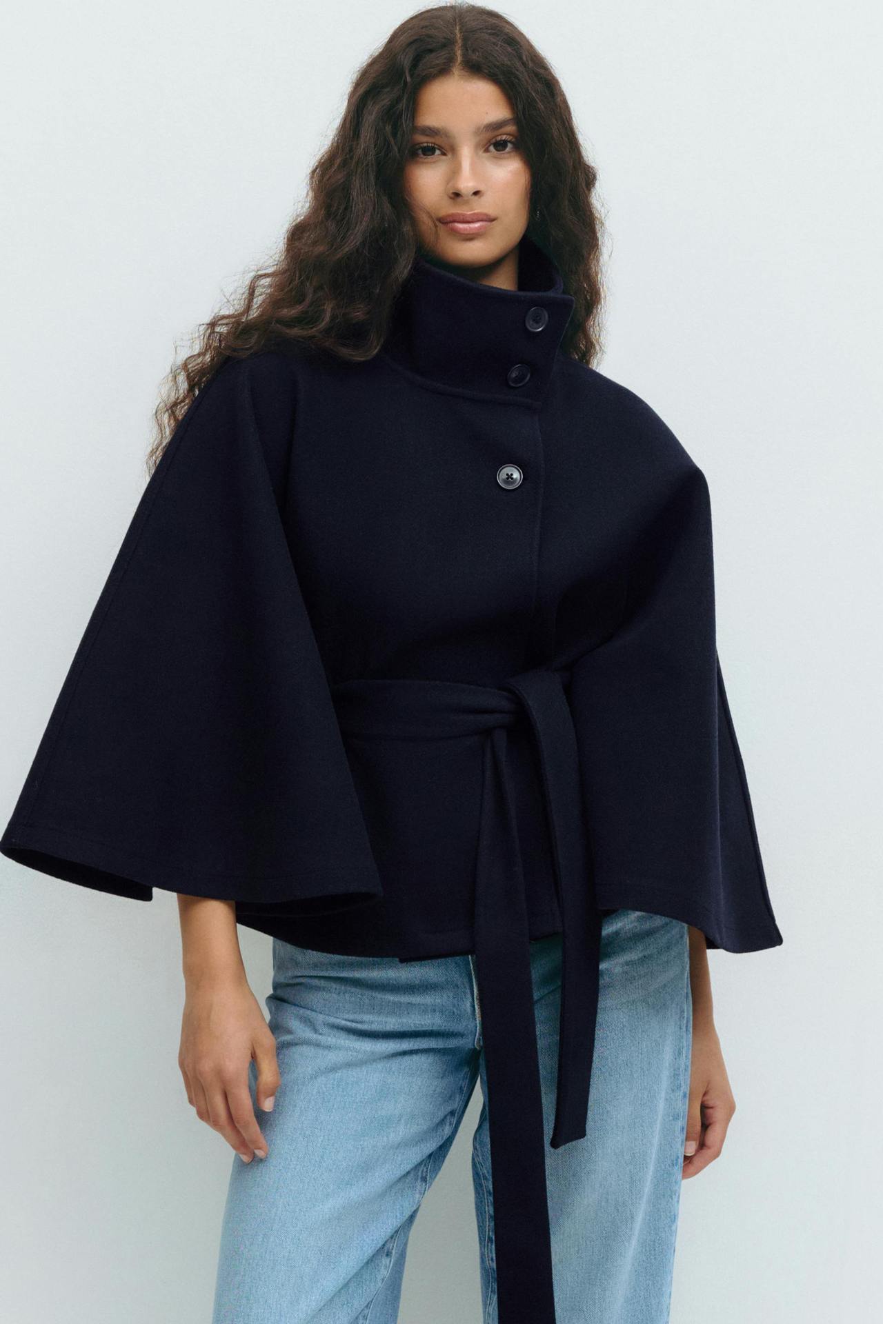 Women's High Collar Coat | Wide Sleeves