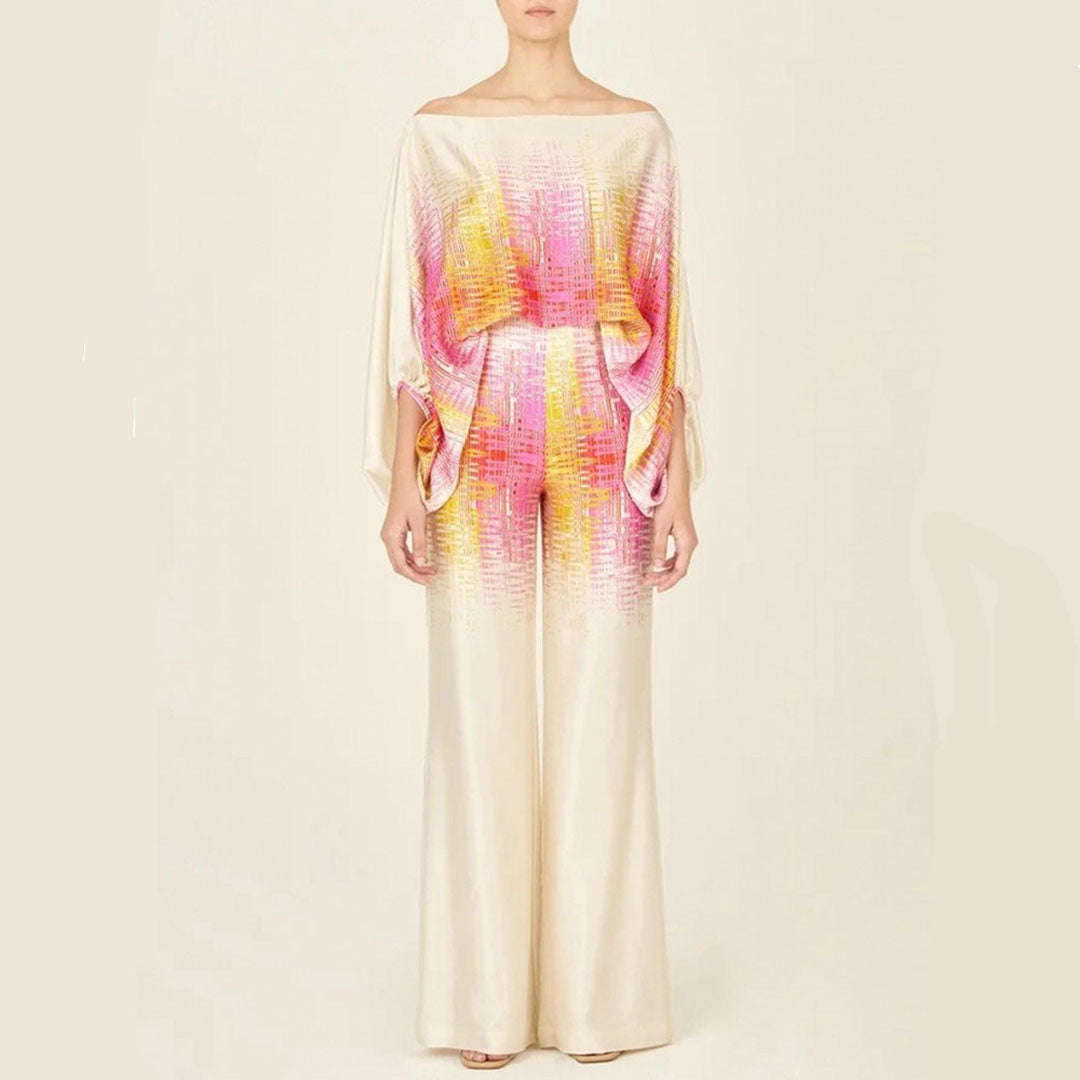 Stylish One-Shoulder Printed Two-Piece Set for Women