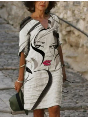 Casual Graphic Mini Dress for Women – Summer Comfort