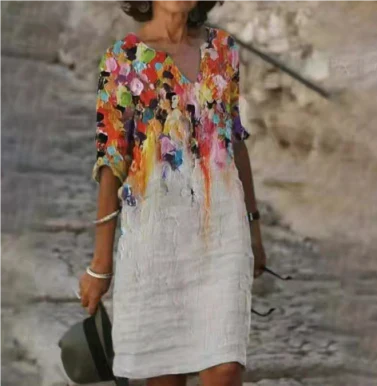 Casual Graphic Mini Dress for Women – Summer Comfort