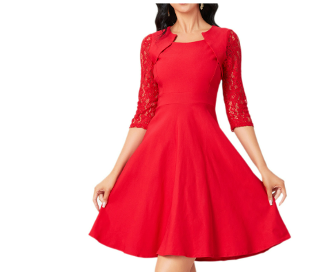 Classic Casual Midi Dress with V-Neck for Women