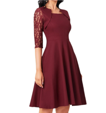 Classic Casual Midi Dress with V-Neck for Women