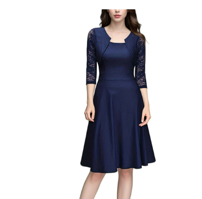 Classic Casual Midi Dress with V-Neck for Women