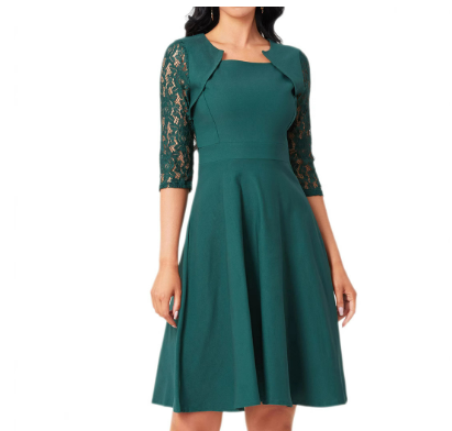 Classic Casual Midi Dress with V-Neck for Women