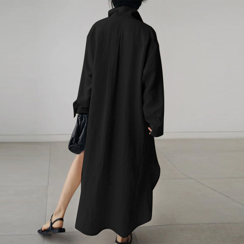 Casual Midi Shirt Dress with Button Front for Women
