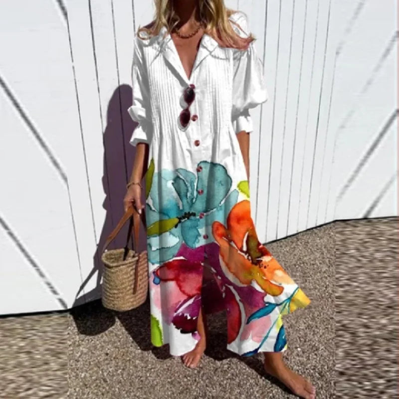 Boho Maxi Dress for Women – V-Neck & Flowy