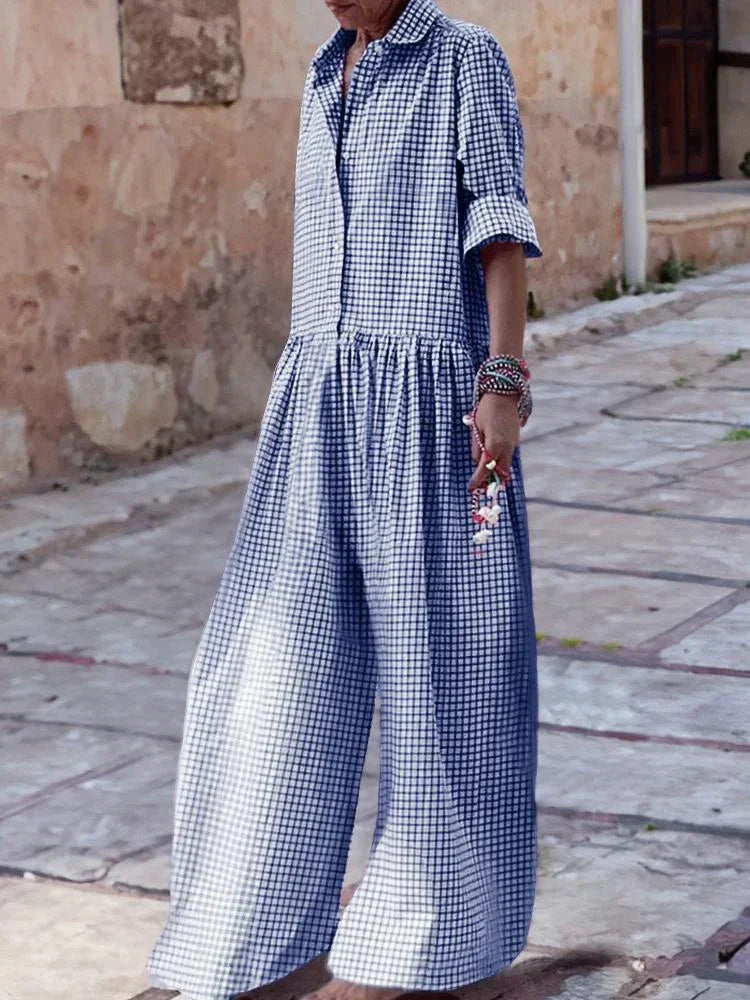 Stylish Checkered Jumpsuit with Belted Waist for Women