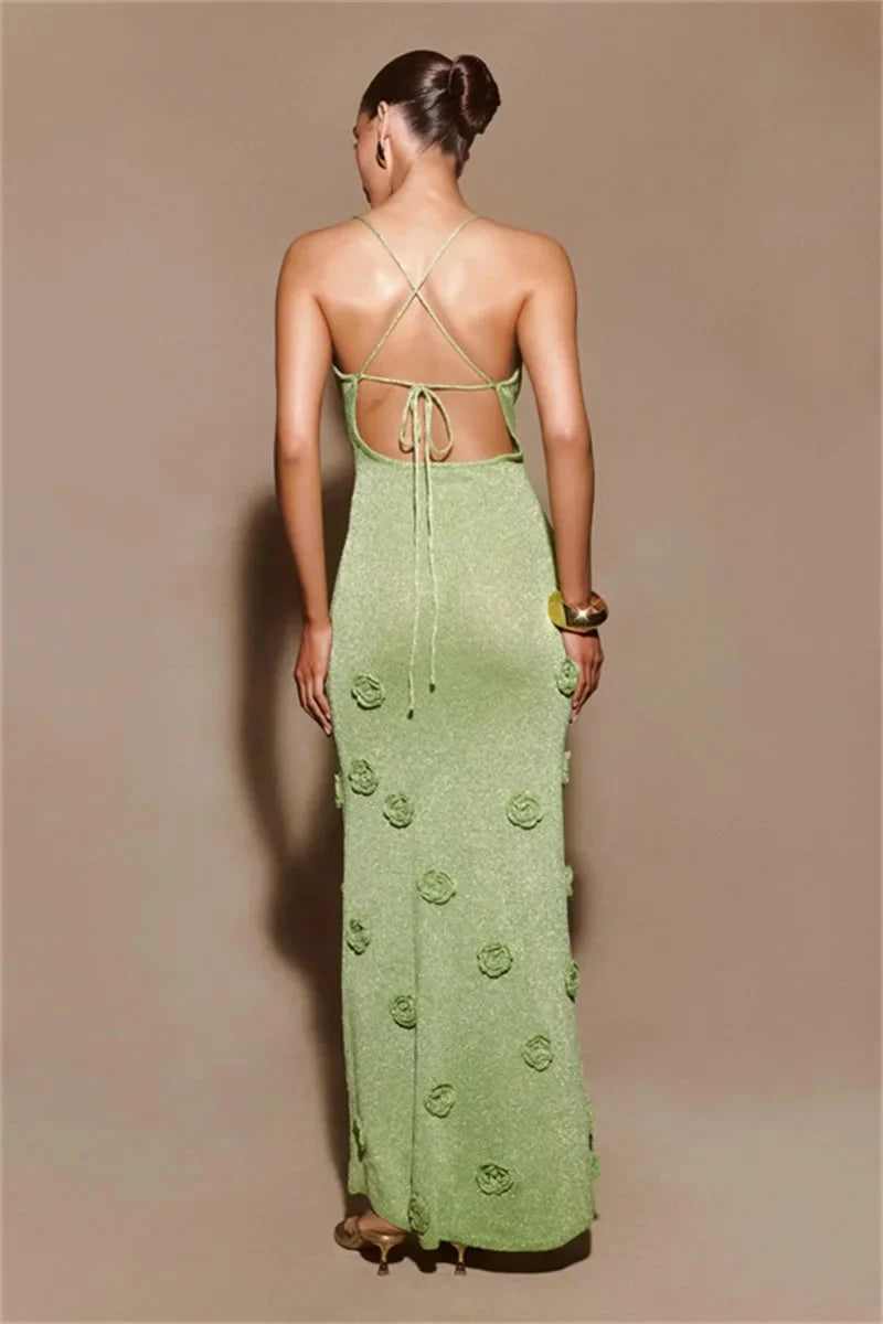 Women’s Sleeveless V-Neck Prom Gown with Spaghetti Straps