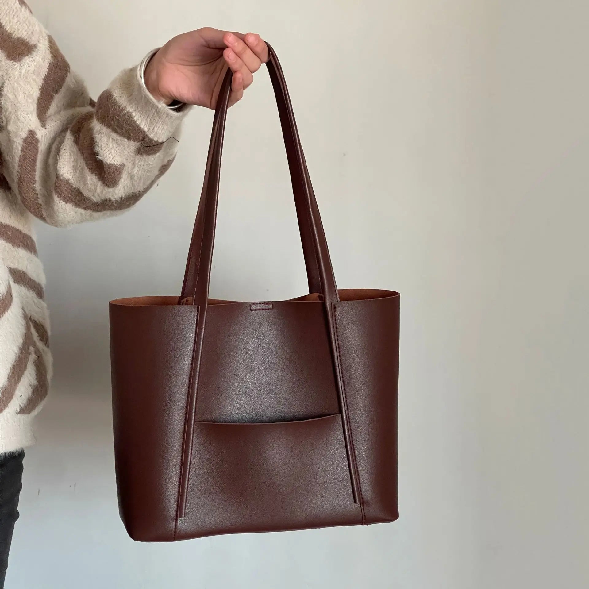 Women’s Leather Tote Bag with Top Handle Large Capacity