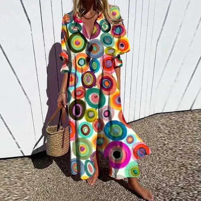 Boho Maxi Dress for Women – V-Neck & Flowy