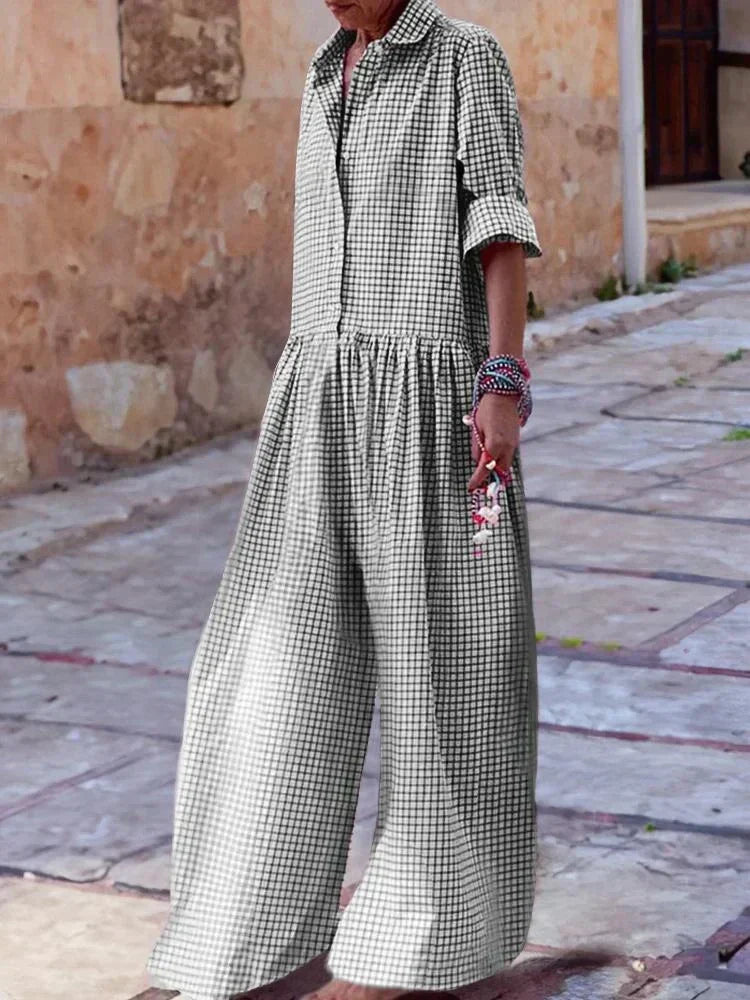 Stylish Checkered Jumpsuit with Belted Waist for Women