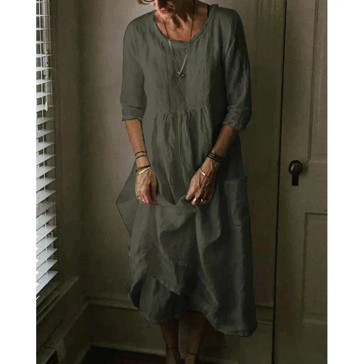 Women’s Loose Fit Linen Midi Dress for Summer