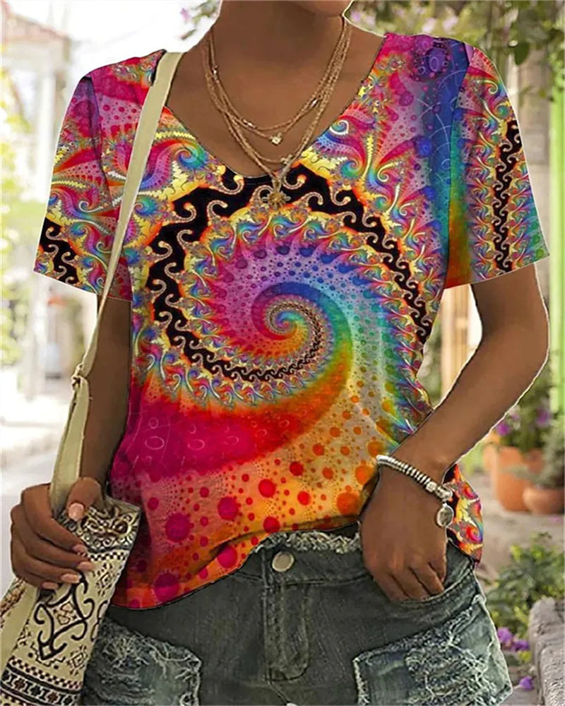 Soft Summer Top with V-Neck and Short Sleeves for Women