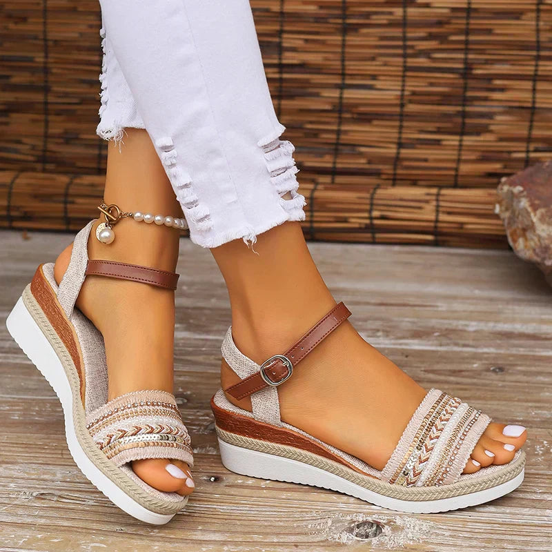 Boho Style Women's Sandals with Wedge Heel | Stylish Footwear