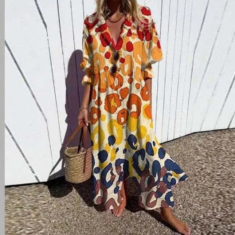 Boho Maxi Dress for Women – V-Neck & Flowy