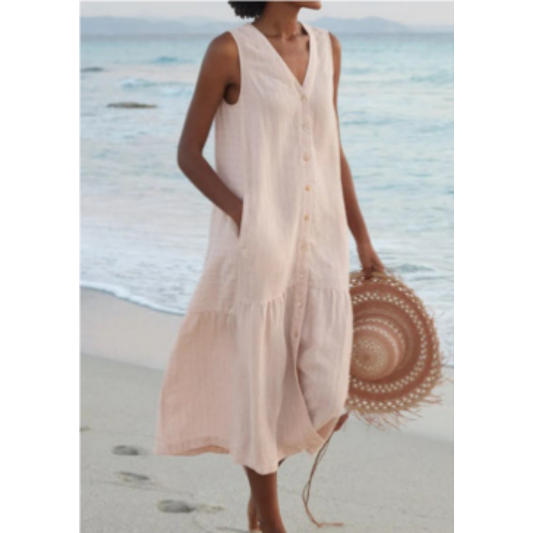 Summer Midi Dress for Women – Button Down Design