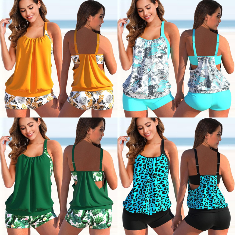 Stretchable Two-Piece Tankini Set for Women | Comfortable Swimwear