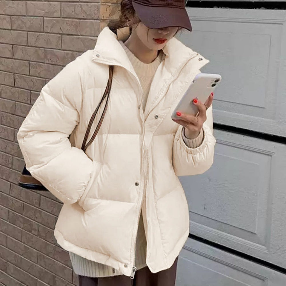 Puffer Jacket with High Collar for Women - Ada