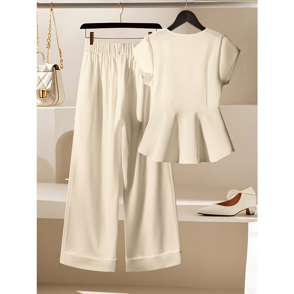 Sleeveless Top and Wide Leg Pants Set for Women - Valentina