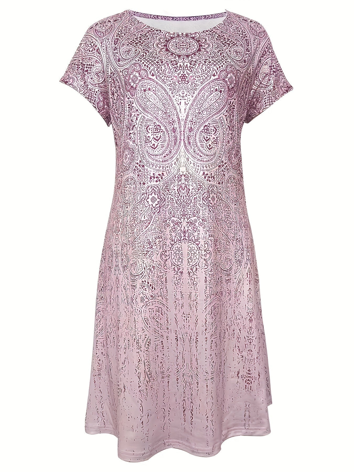 Women’s Summer Mini Dress with Crew Neck and Short Sleeves