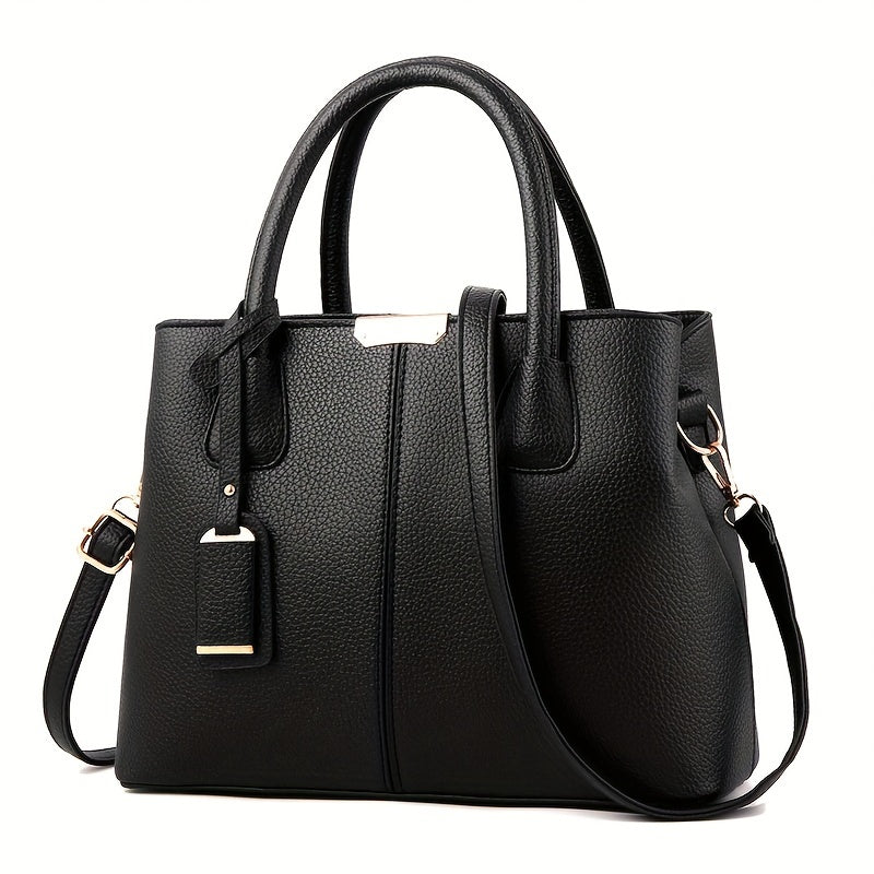 Women’s Leather Handbag with Structured Tote and Crossbody Strap