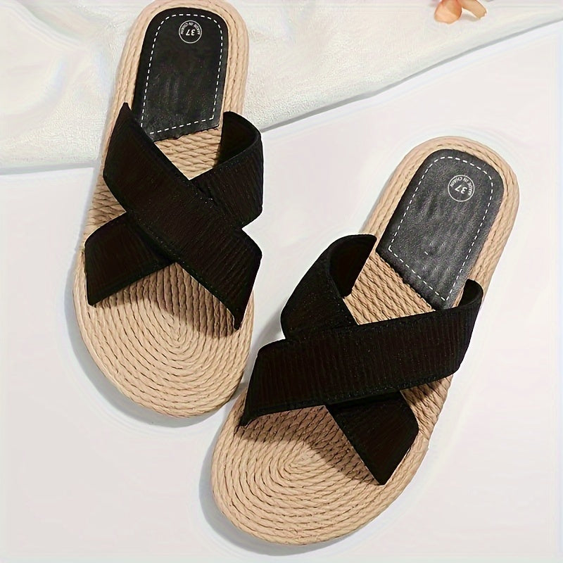 Women’s Lightweight Cross Band Sandals for Summer Beach Wear