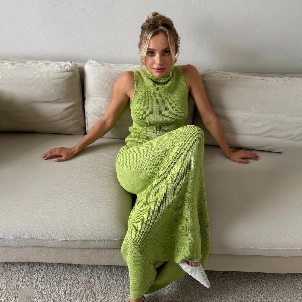 Ribbed Knit Set with High Neck for Women - Ester