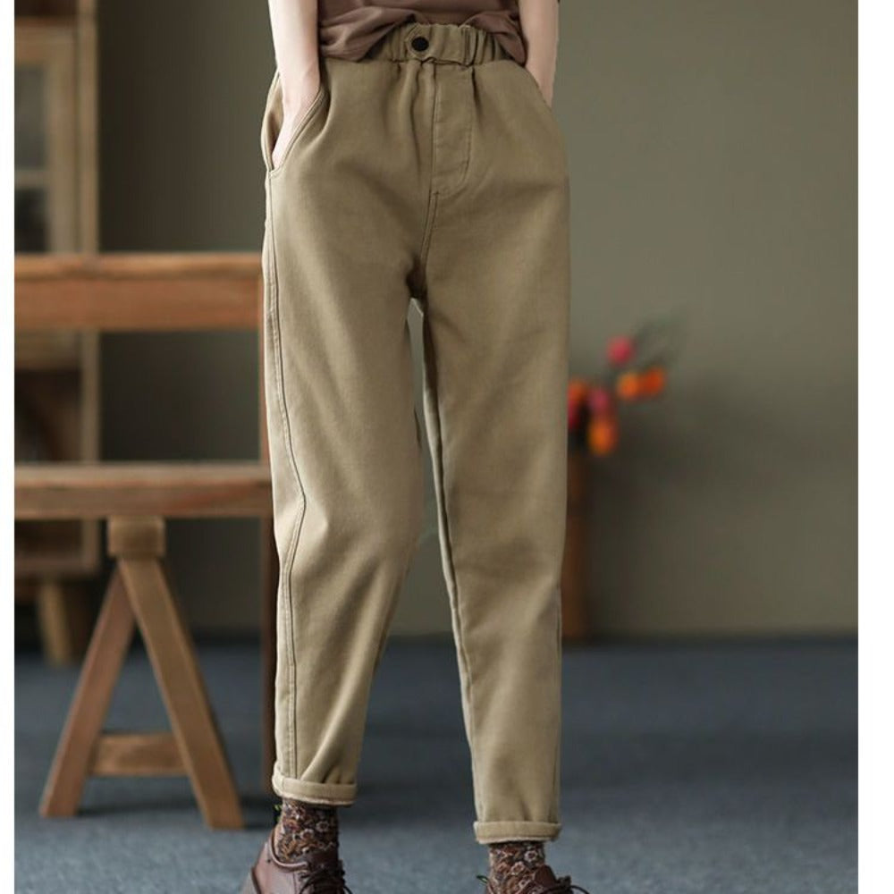High Waist Tapered Pants with Pockets for Women - Vanna