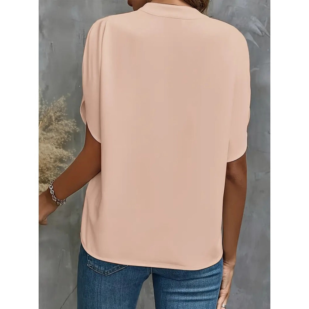 Short Sleeve V-Neck Blouse for Women - Romina