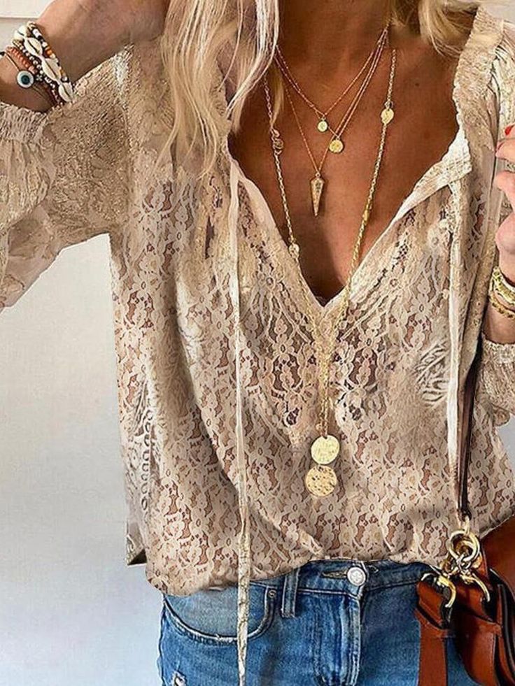 Boho Chic Blouse with Slit Neckline for Women | Vintage Style