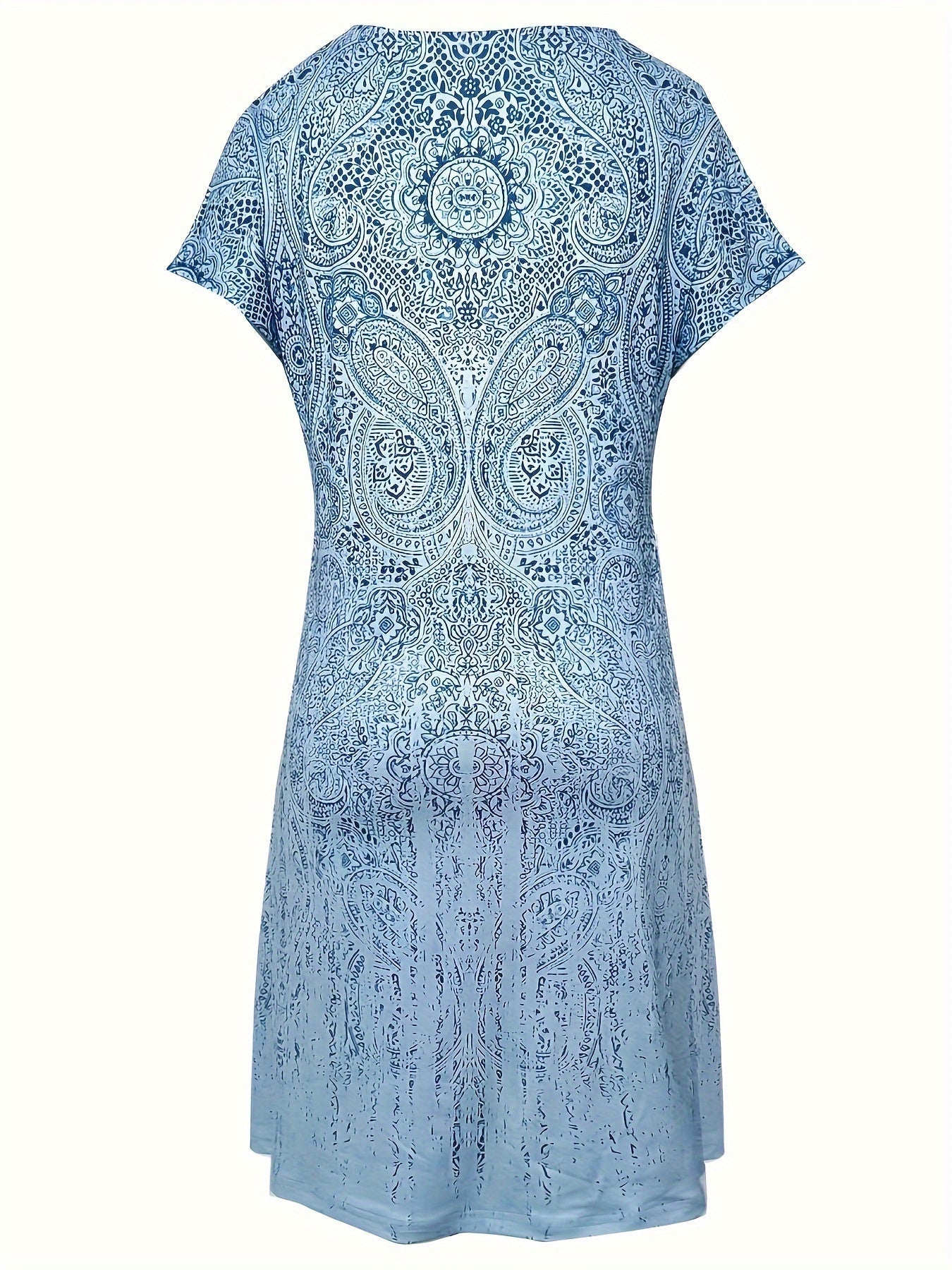 Women’s Summer Mini Dress with Crew Neck and Short Sleeves