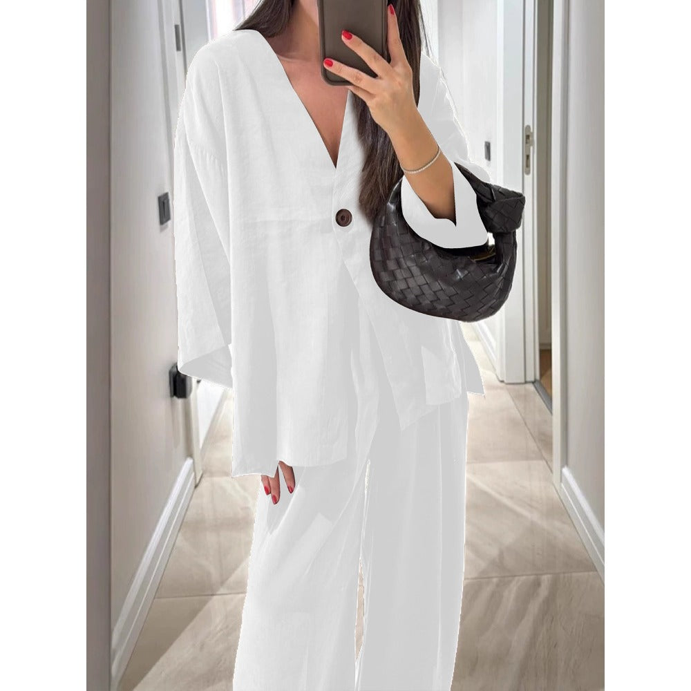 Two Piece Wide Leg Pants Set for Women - Iris