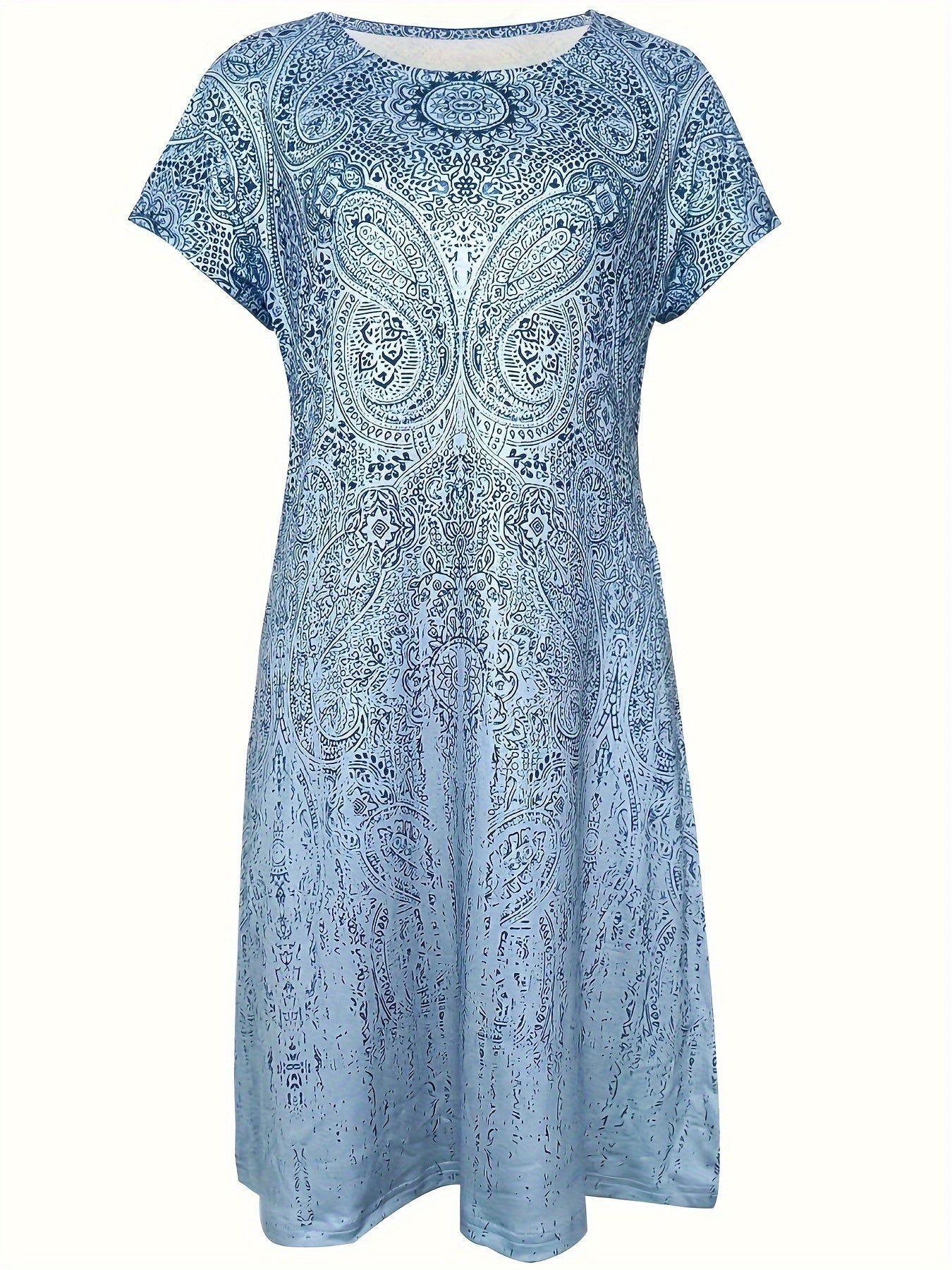 Women’s Summer Mini Dress with Crew Neck and Short Sleeves