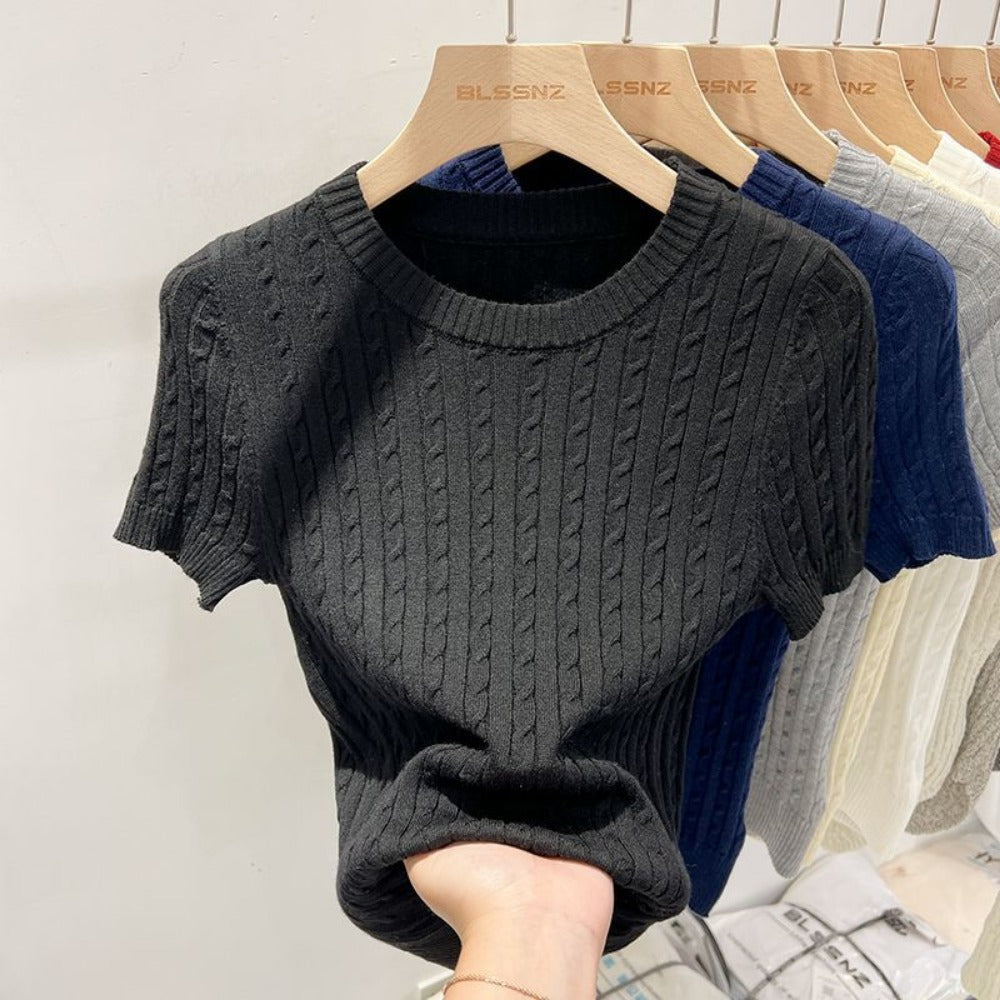 Short Sleeve Knit Sweater Top for Women - Eva