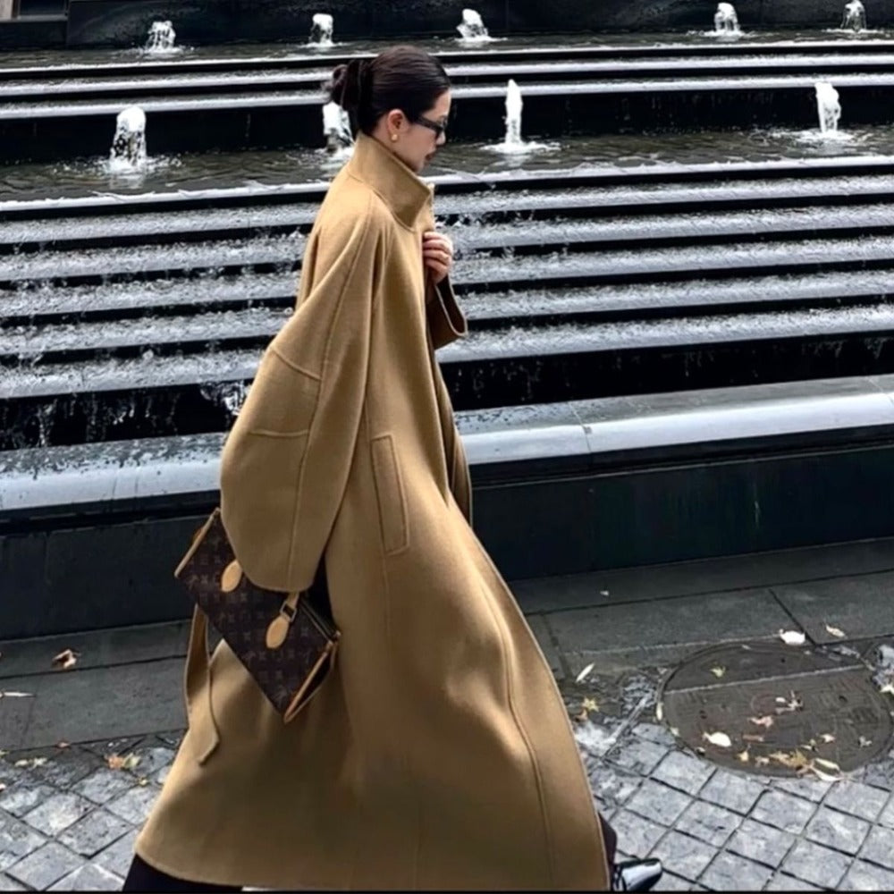 Long Oversized Trench Coat for Women - Delfina