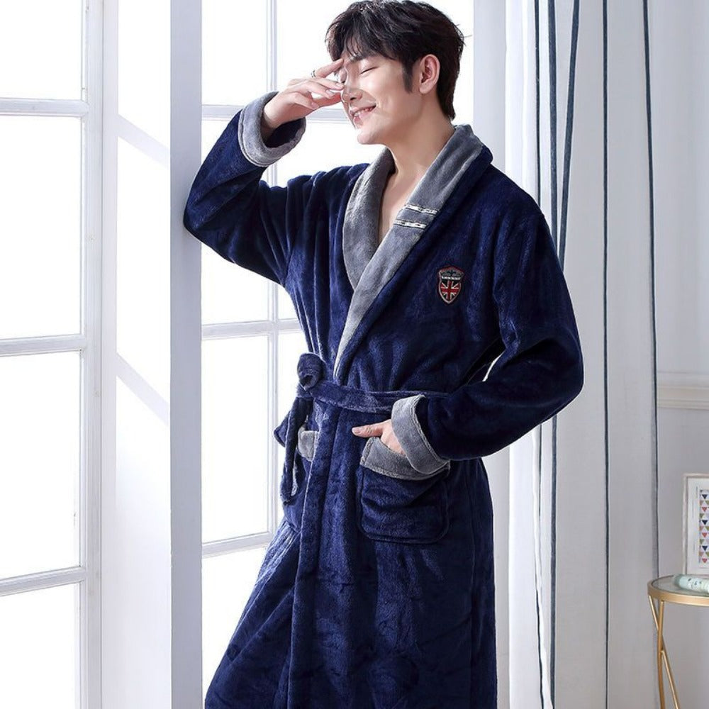 Fleece Bathrobe with Belt and Pockets for Men - Alessandra