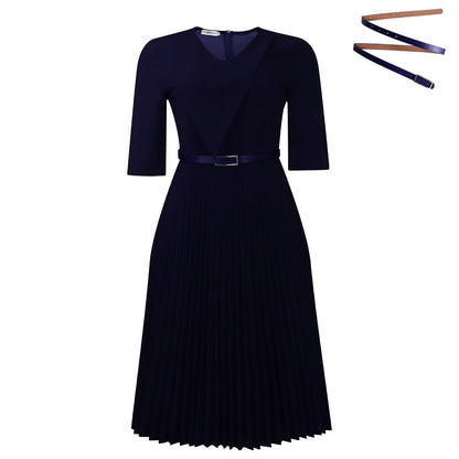 Pleated Knee Length Plus Size Dress for Women - Roberta